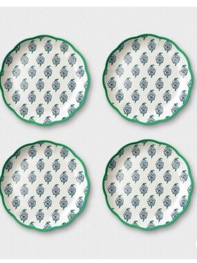 Set of 4 Roller Rabbit 9” scalloped edge salad plates